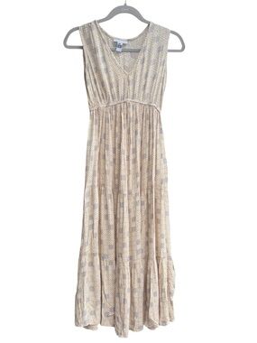 Sincerely Jules Sleeveless Neutral and Lavender Print Maxi Dress Size XS